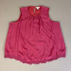 Coldwater Creek‎ Sleeveless Top 2X (20W-22W) Pink Lace Trim Blouse Classic